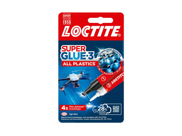 Secondenlijm Loctite All Plastic 2complijm 2gr+4ml