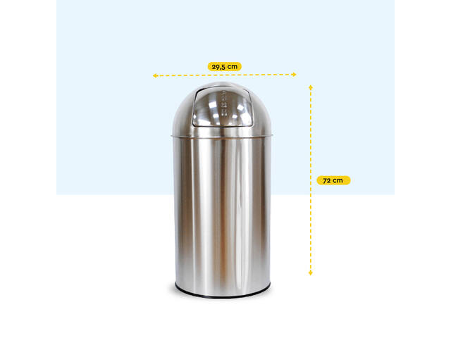 Afvalbak BRASQ Push Bin PB230+ 30 liter rvs