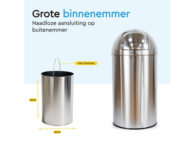 Afvalbak BRASQ Push Bin PB230+ 30 liter rvs