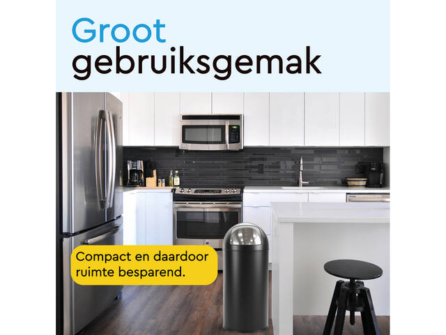Afvalbak BRASQ Push Bin PB230+ 30 liter zwart