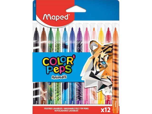 Viltstift Maped ColorPeps Animals set 12 kleuren