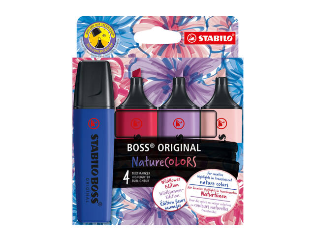Markeerstift STABILO Boss Wildfl assorti 4 stuks