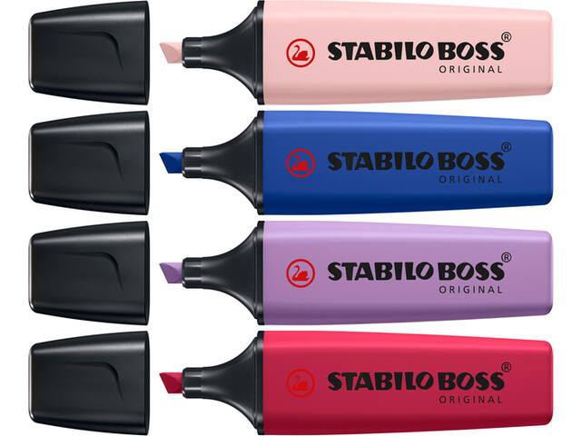 Markeerstift STABILO Boss Wildfl assorti 4 stuks
