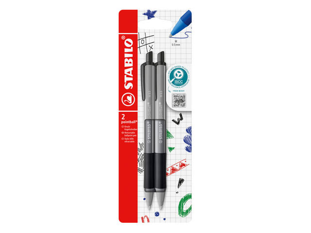 Balpen STABILO pointball colorful zw blist a 2st