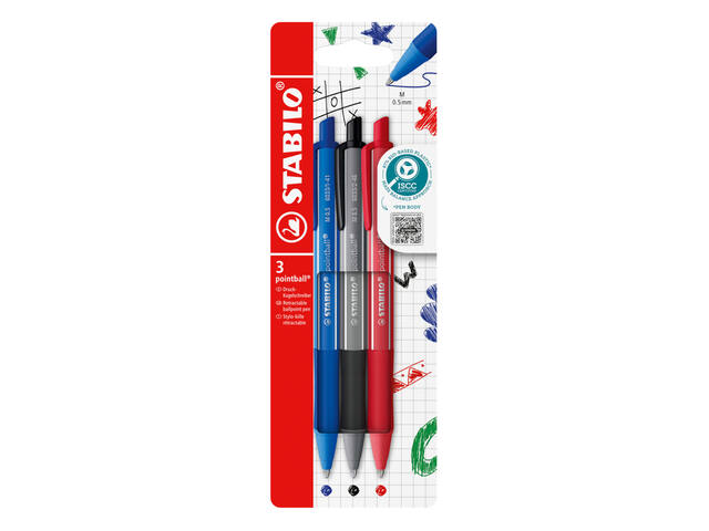 Balpen STABILO pointball colorful ass blist a 3st