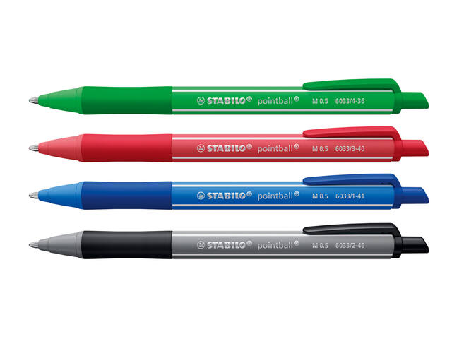 Balpen STABILO pointball colorful ass blist a 4st