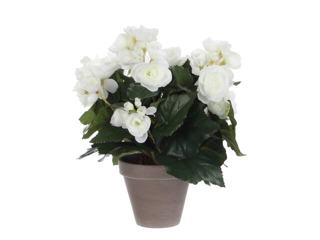 Kunstplant Mica Begonia wit in pot Stan grijs