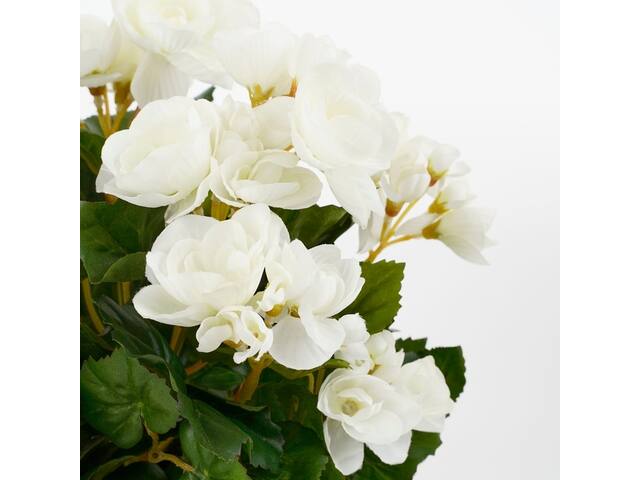 Kunstplant Mica Begonia wit in pot Stan grijs