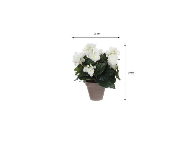 Kunstplant Mica Begonia wit in pot Stan grijs