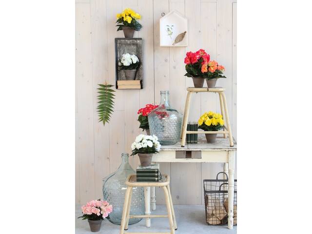 Kunstplant Mica Begonia wit in pot Stan grijs