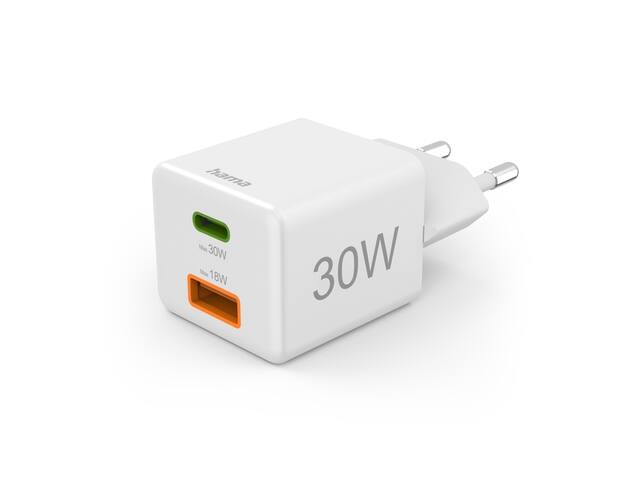 Oplader Hama USB-C/USB-A Mini PD 30W wit