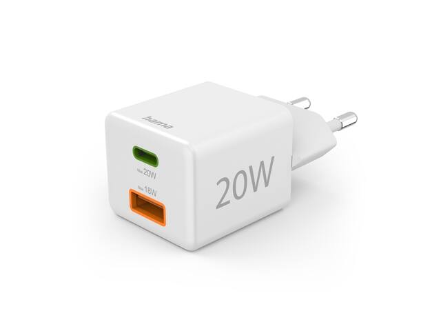 Oplader Hama USB-C/USB-A Mini PD 20W wit