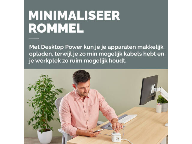 Stekkerblok Fellowes PCF 3v 1xUSB A 2xC 2m wit