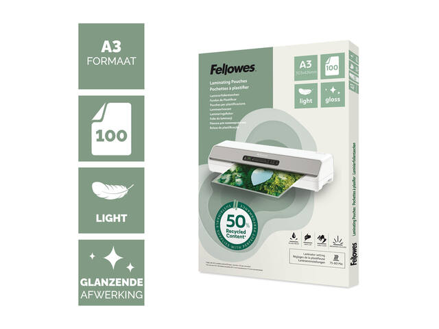 Lamineerhoes Fellowes A3 light gerecycled glans