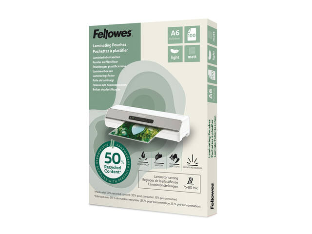 Lamineerhoes Fellowes A6 light gerecycled mat