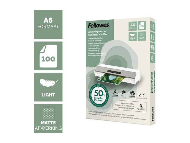Lamineerhoes Fellowes A6 light gerecycled mat
