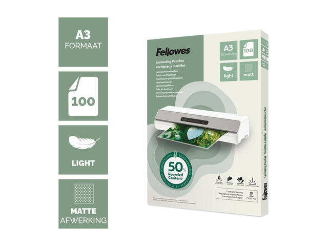 Lamineerhoes Fellowes A3 light gerecycled mat