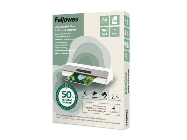 Lamineerhoes Fellowes A6 light gerecycled glans
