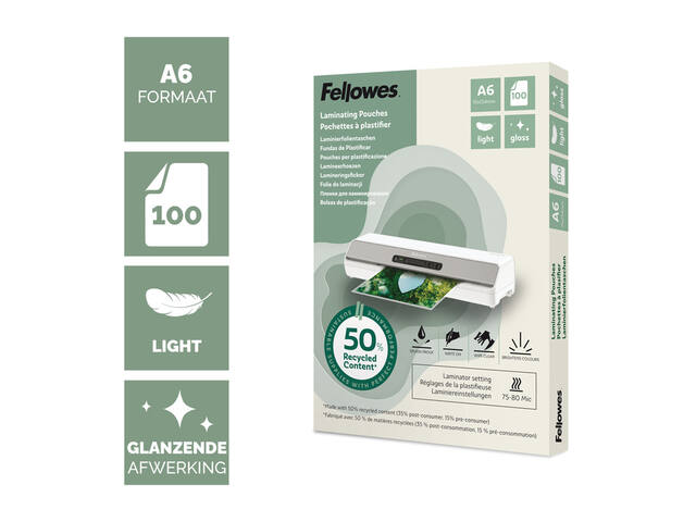 Lamineerhoes Fellowes A6 light gerecycled glans