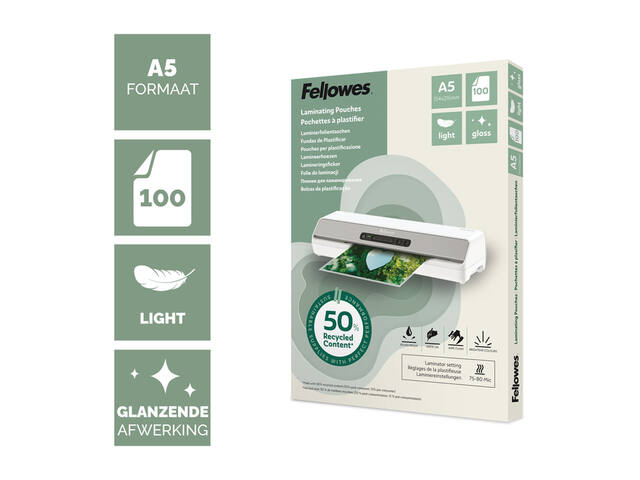 Lamineerhoes Fellowes A5 light gerecycled glans