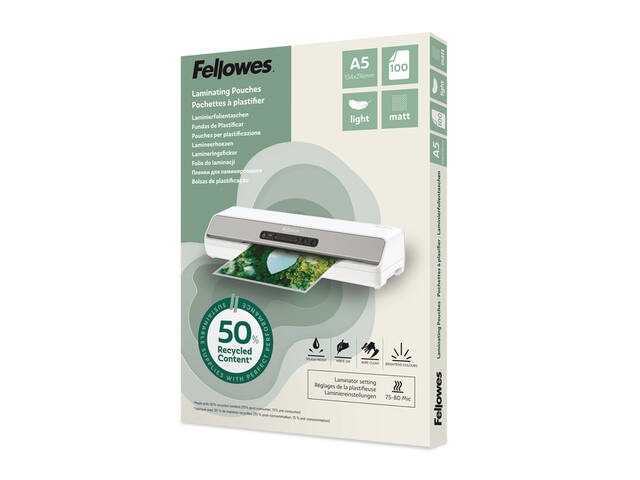 Lamineerhoes Fellowes A5 light gerecycled mat