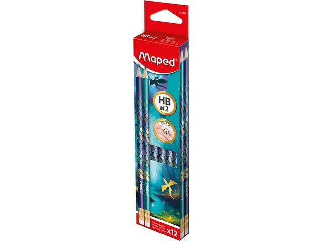 Potlood Maped Dragon HB met gum 12 stuks