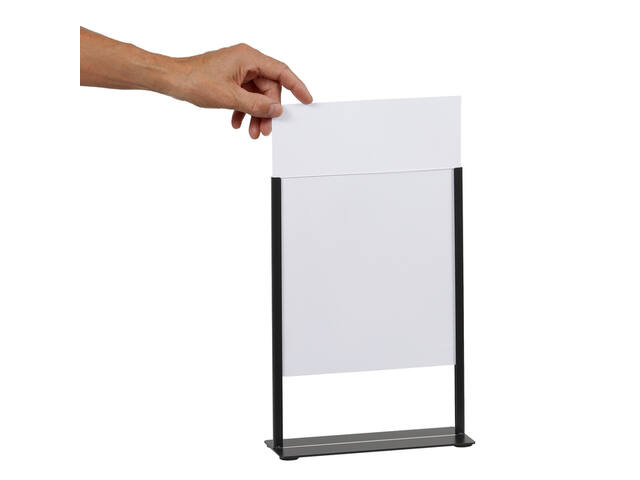 Kaarthouder Europel zwart metaal met acryl bord A4