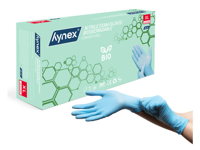 Handschoen Hynex nitril Bio XL blauw 3.5gr 100st