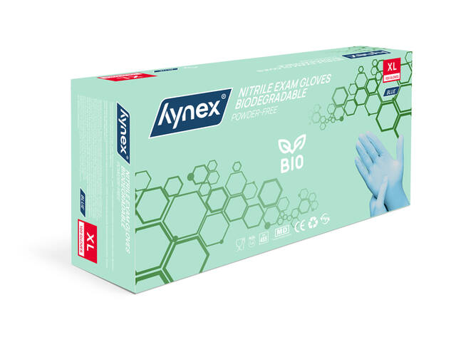 Handschoen Hynex nitril Bio XL blauw 3.5gr 100st