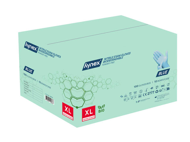 Handschoen Hynex nitril Bio XL blauw 3.5gr 100st