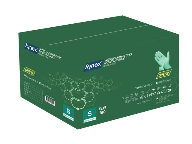 Handschoen Hynex nitril Bio S groen 3.5gr 100st