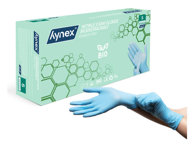 Handschoen Hynex nitril Bio S blauw 3.5gr 100st