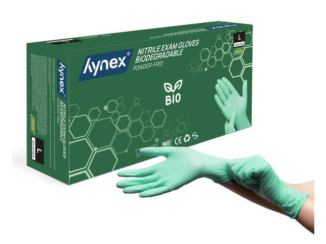 Handschoen Hynex nitril Bio L groen 3.5gr 100st