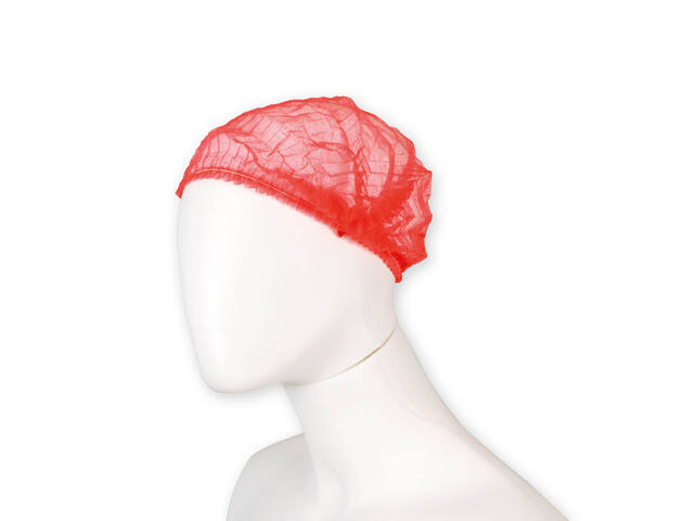 Haarnet Hynex clip non-woven rood pp 100 stuks