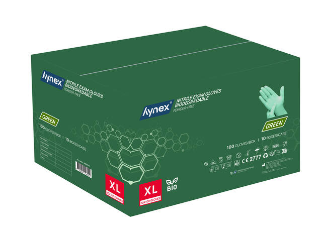 Handschoen Hynex nitril Bio XL groen 3.5gr 100st