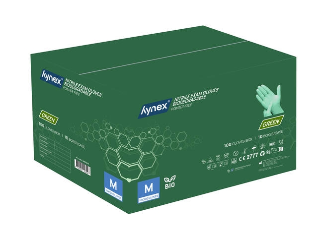 Handschoen Hynex nitril Bio M groen 3.5gr 100st