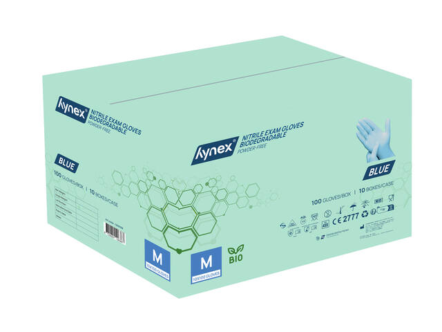 Handschoen Hynex nitril Bio M blauw 3.5gr 100st