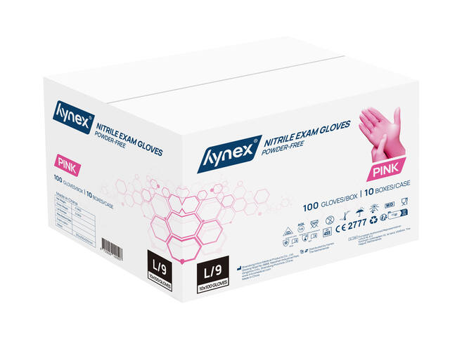 Handschoen Hynex nitril L roze 3.5gr 100 stuks
