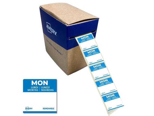 Etiket Avery HACCP maandag-blauw 25x25mm 1000st
