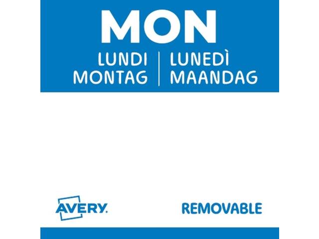 Etiket Avery HACCP maandag-blauw 25x25mm 1000st