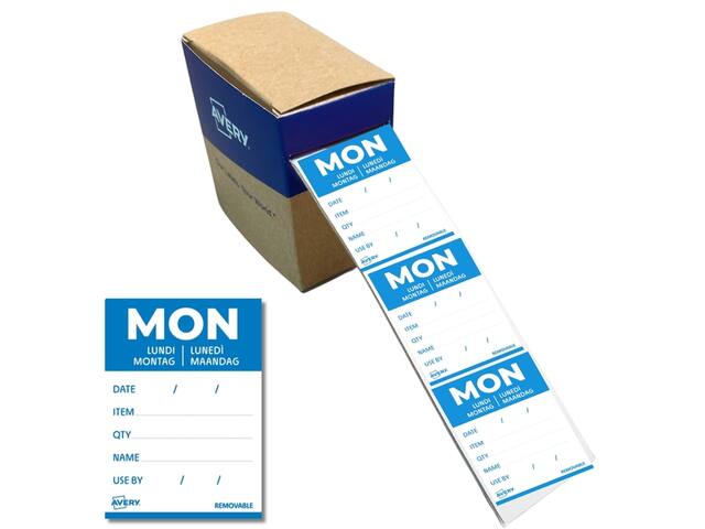 Etiket Avery HACCP maandag-blauw 40x56mm 500st
