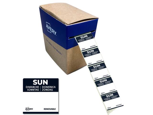 Etiket Avery HACCP zondag-zwart 25x25mm 1000st
