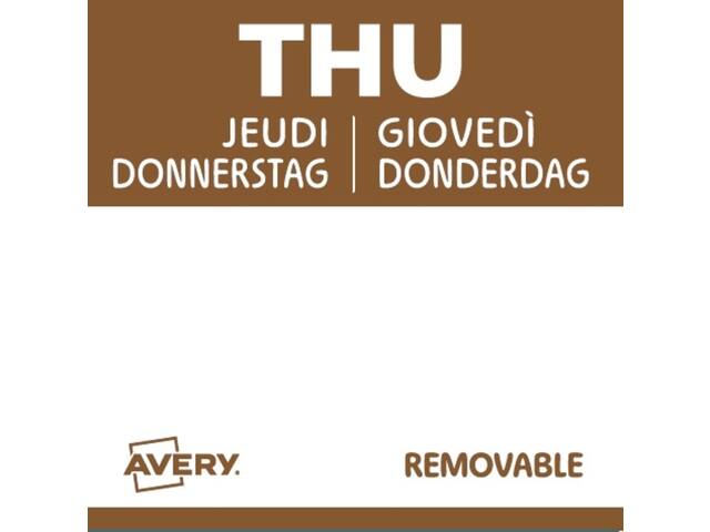 Etiket Avery HACCP donderdag-bruin 25x25mm 1000st