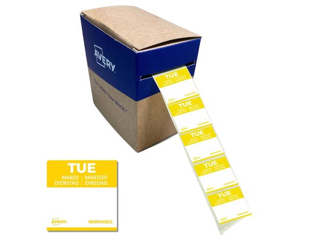 Etiket Avery HACCP dinsdag-geel 25x25mm 1000st