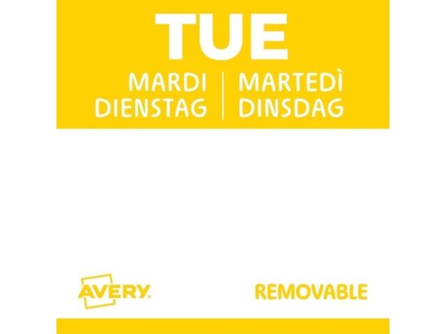 Etiket Avery HACCP dinsdag-geel 25x25mm 1000st