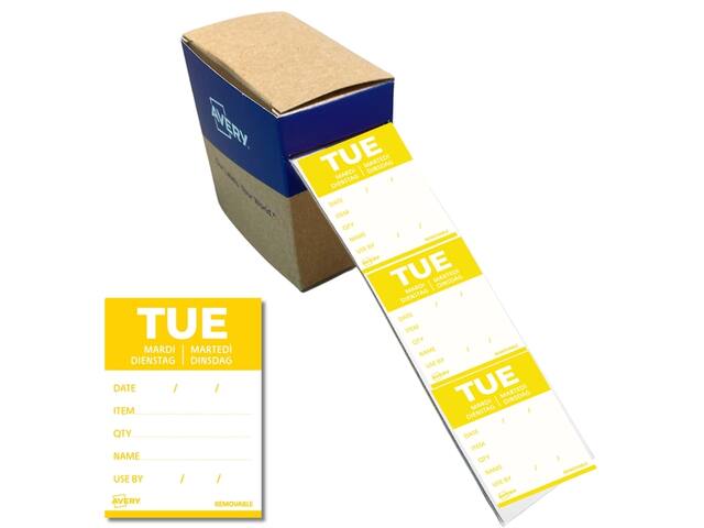 Etiket Avery HACCP dinsdag-geel 40x56mm 500st