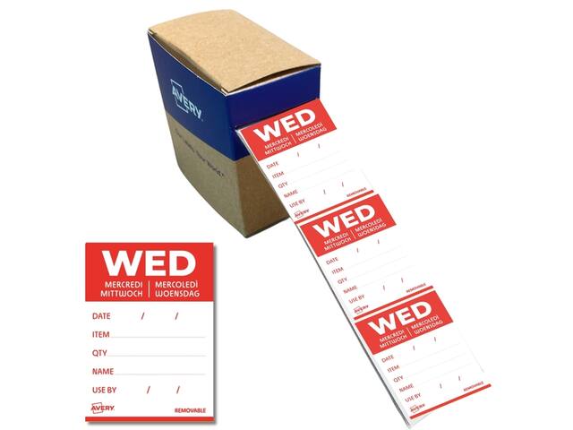 Etiket Avery HACCP woensdag-rood 40x56mm 500st