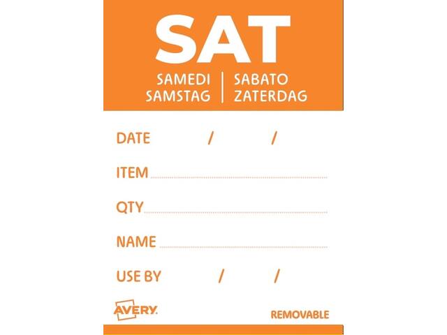 Etiket Avery HACCP zaterdag-oranje 40x56mm 500st