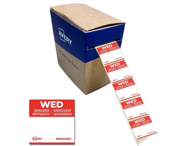 Etiket Avery HACCP woensdag-rood 25x25mm 1000st