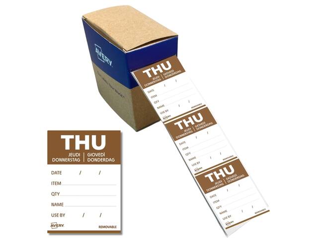 Etiket Avery HACCP donderdag-bruin 40x56mm 500st